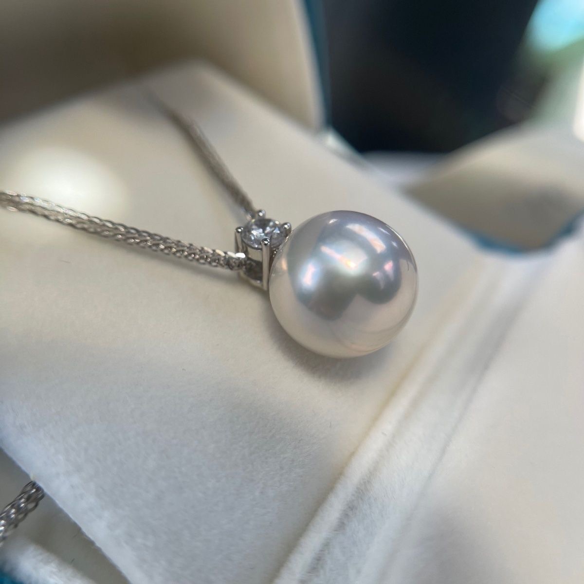 链子925银 正圆澳白色单颗珠珠戴妃项链女款 气质经典款锁骨链