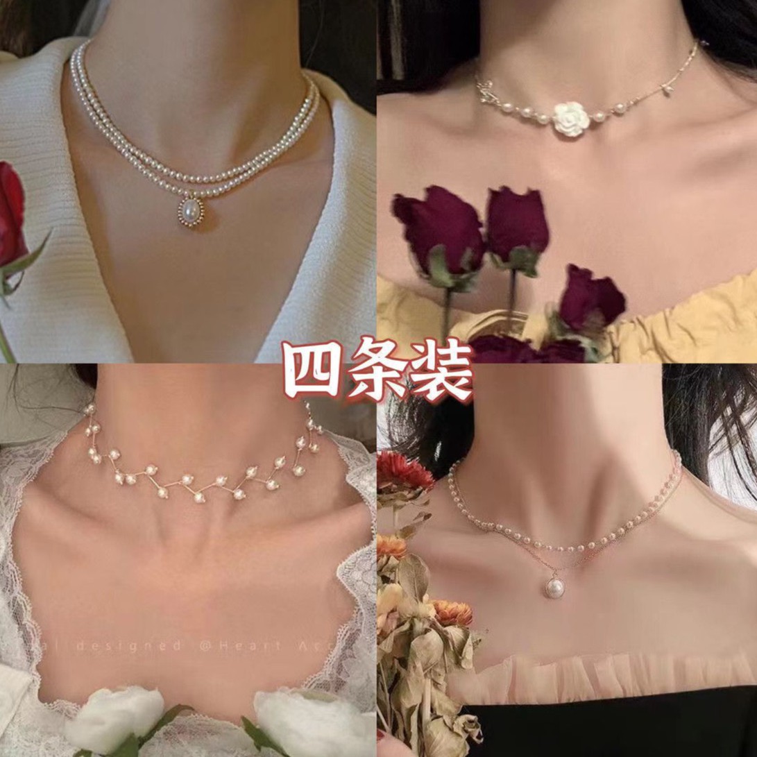 非金属项链 法式女ins轻奢高级百搭闺蜜公主风玫瑰花锁骨链女名媛