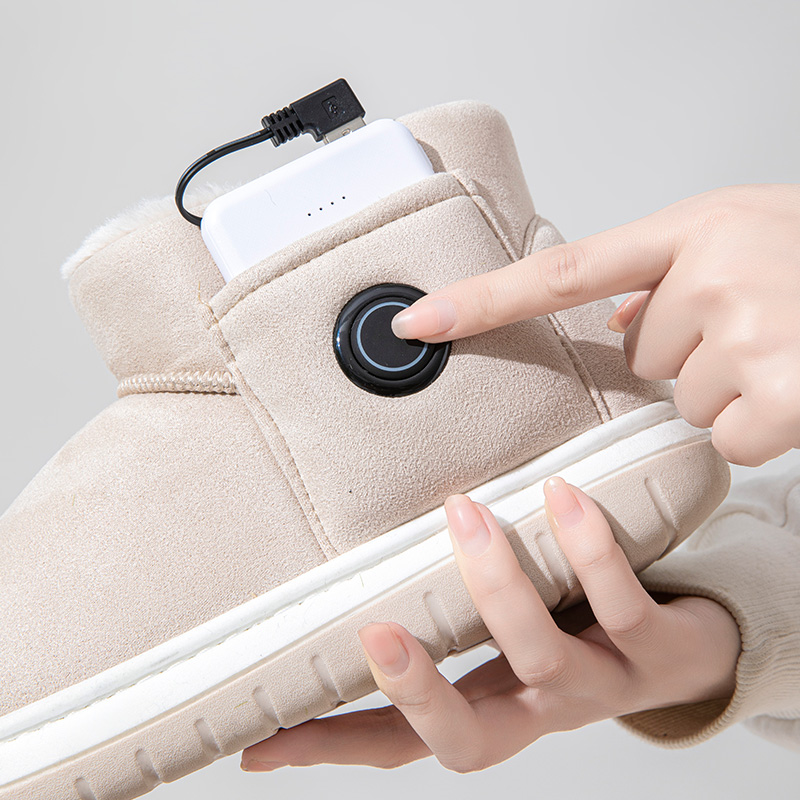 石墨烯可充电发热男女电暖鞋情侣居家室内穿防滑加厚底保暖雪地靴