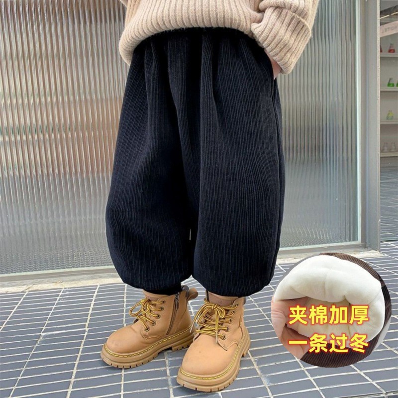 男童裤子冬季宝宝绒裤子夹棉一条过冬宝宝外穿儿童灯芯绒棉裤潮