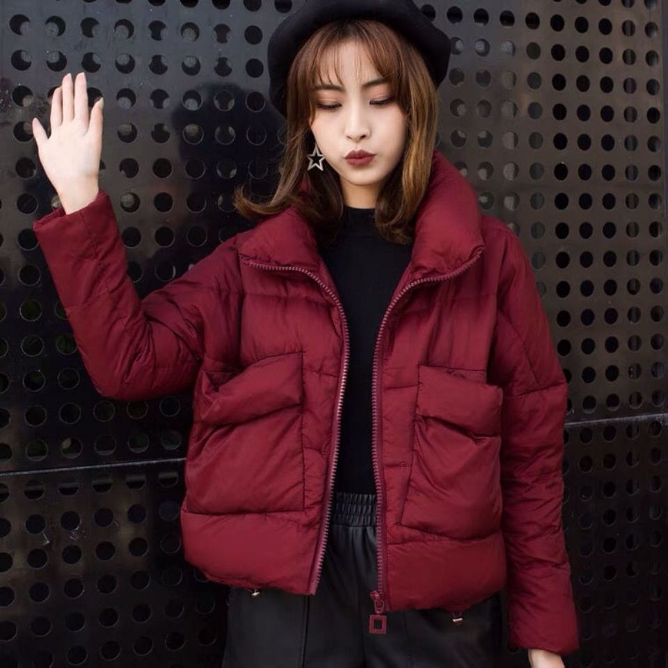 小个子2023新款冬季韩版白鸭绒轻薄款羽绒服女短款修身面包服外套