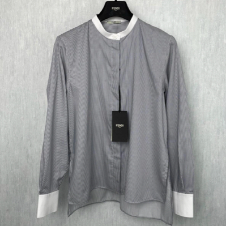 全新未使用 FENDI/芬迪 芬迪竖条纹衬衫/38/A01542