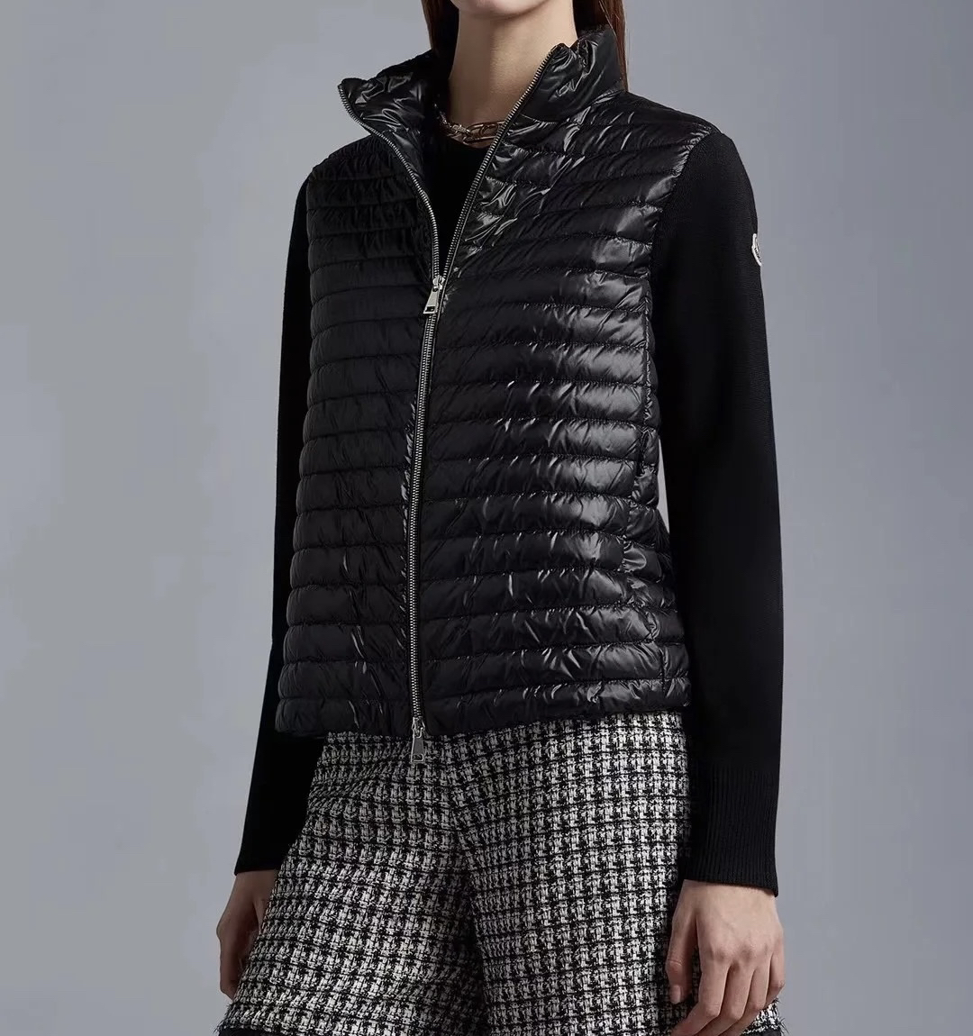 MONCLER黑色拼接羽绒服/M/D00689