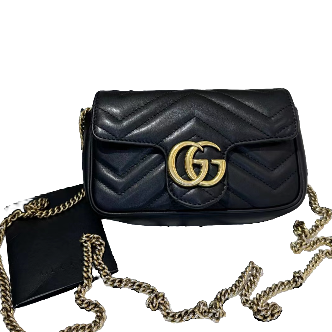 99新 GUCCI/古驰 灵灵子/GUCCI黑金马蒙mini/斜跨包