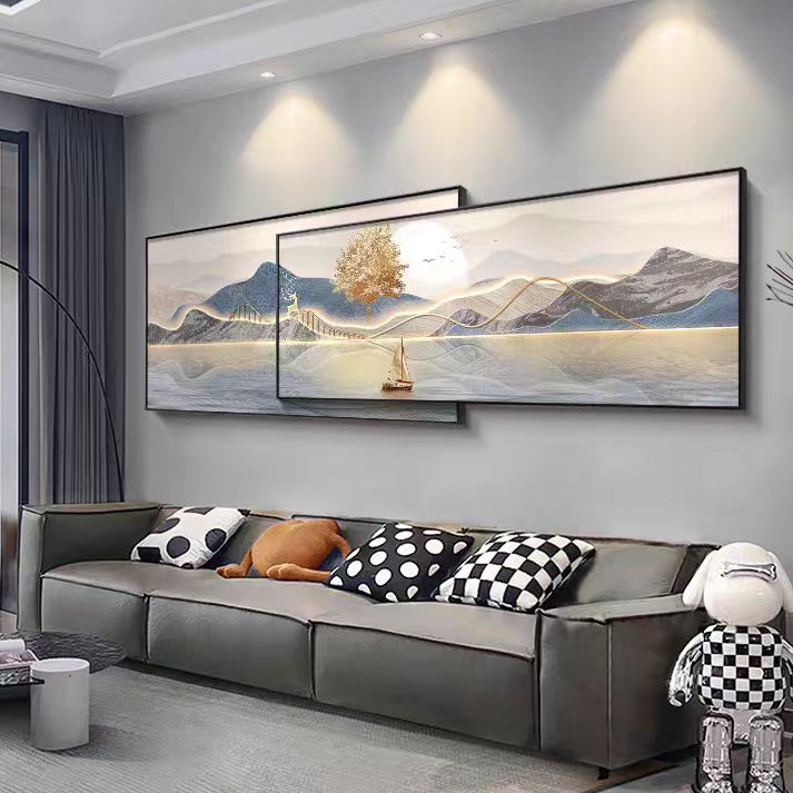 客厅装饰画现代简约沙发背景墙壁高档大气轻奢高级感叠加挂画新款