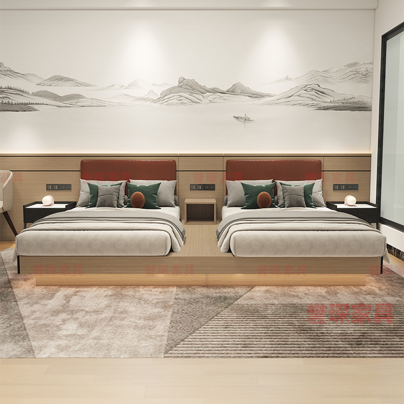 宾馆榻榻米床现代简约民宿酒店双人落地床地铺地台矮床板式床定制