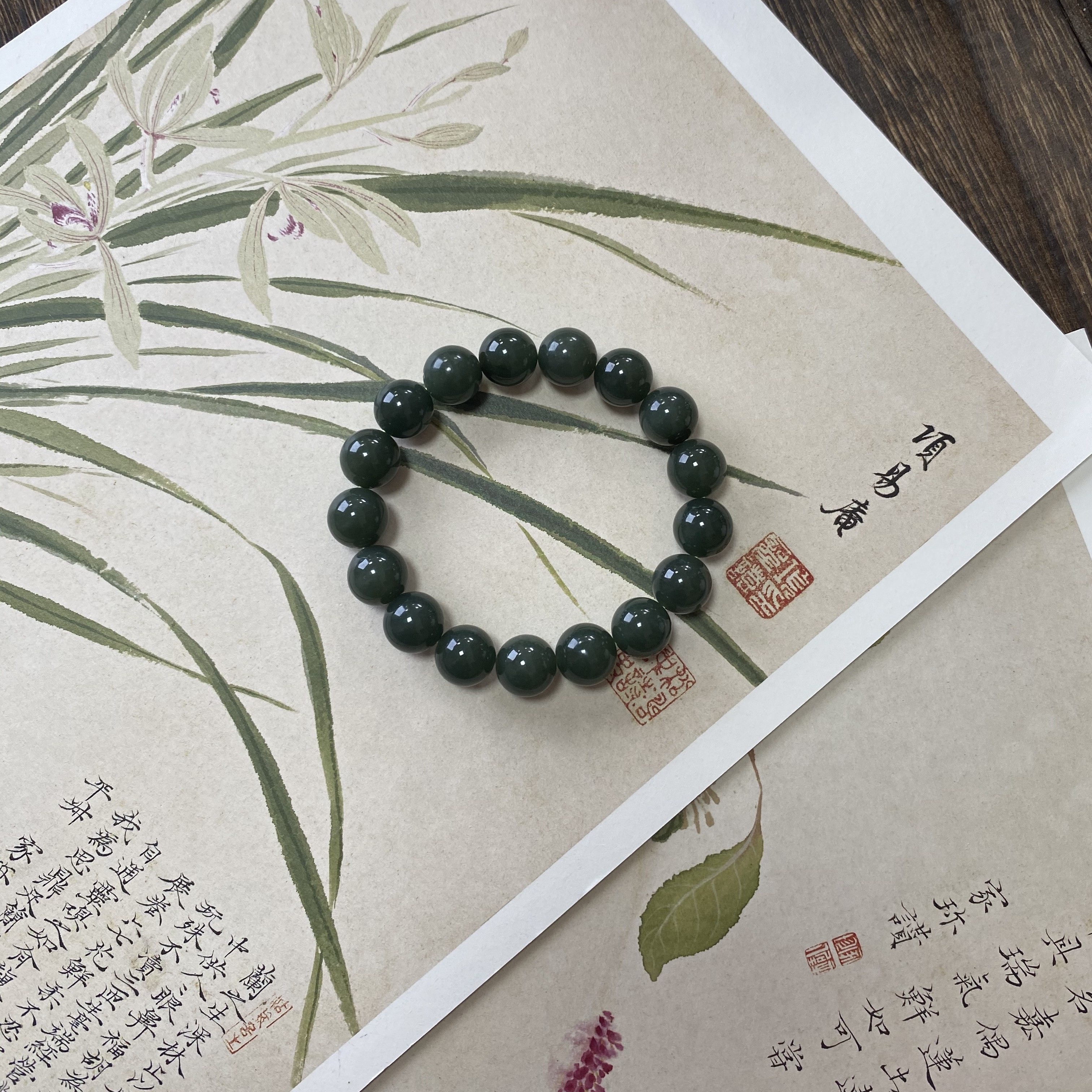 和田玉手串且末蓝女士手链单圈卡12