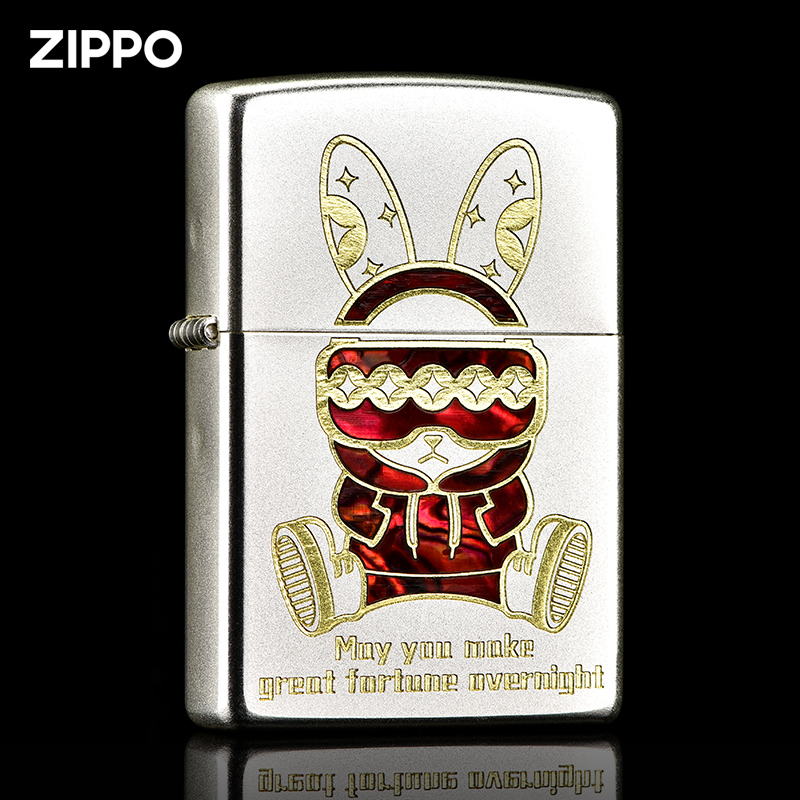 ZIPPO打火机芝宝正品-兔然暴富 镀银官方原装正版送男士DY8702GQ