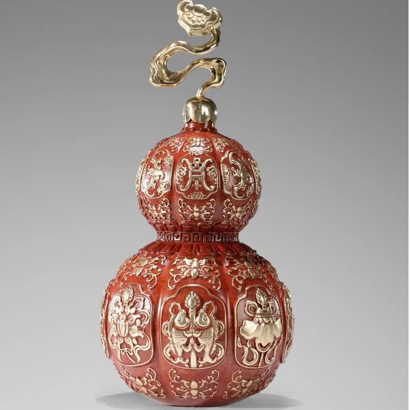 朱炳仁朱炳仁铜【八宝葫芦】家居装饰客厅玄关办公桌送礼葫芦摆件