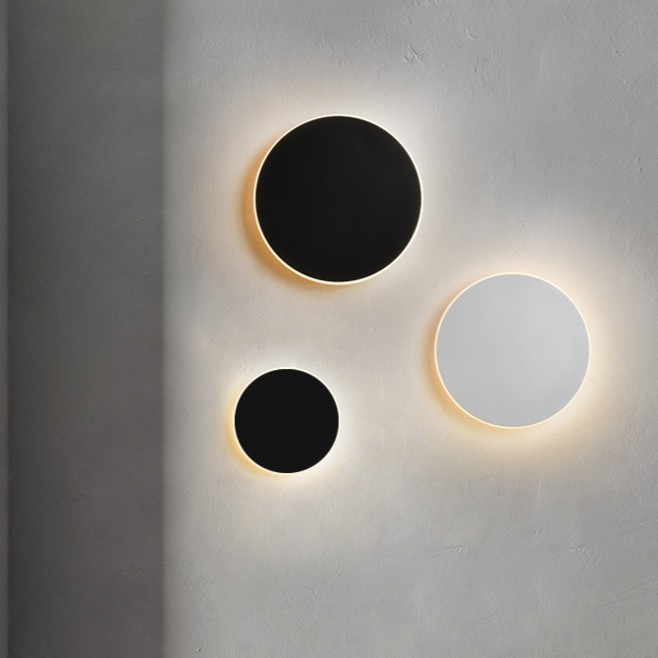 北欧简约led圆形壁灯 触摸卧室床头灯过道走廊楼梯入户感应灯日食