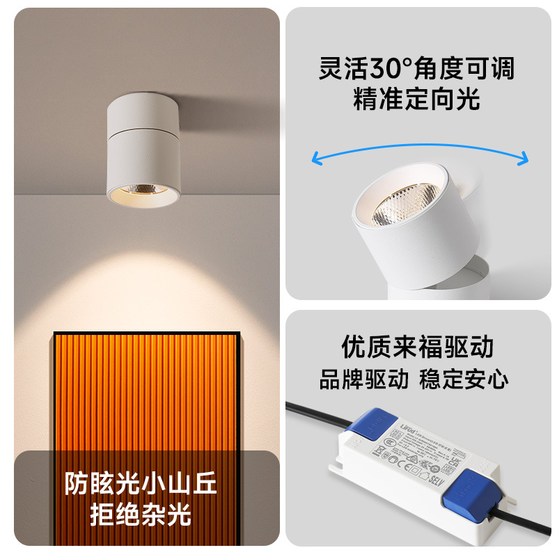 原装普瑞深筒防炫明装筒灯全光谱COB米家智能中山过道玄关吸顶灯