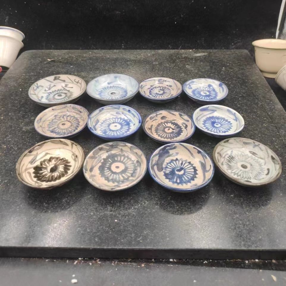 青花杯垫笔添陶瓷家用手工怀旧经典公鸡菜盘釉下彩瓷器复古茶道