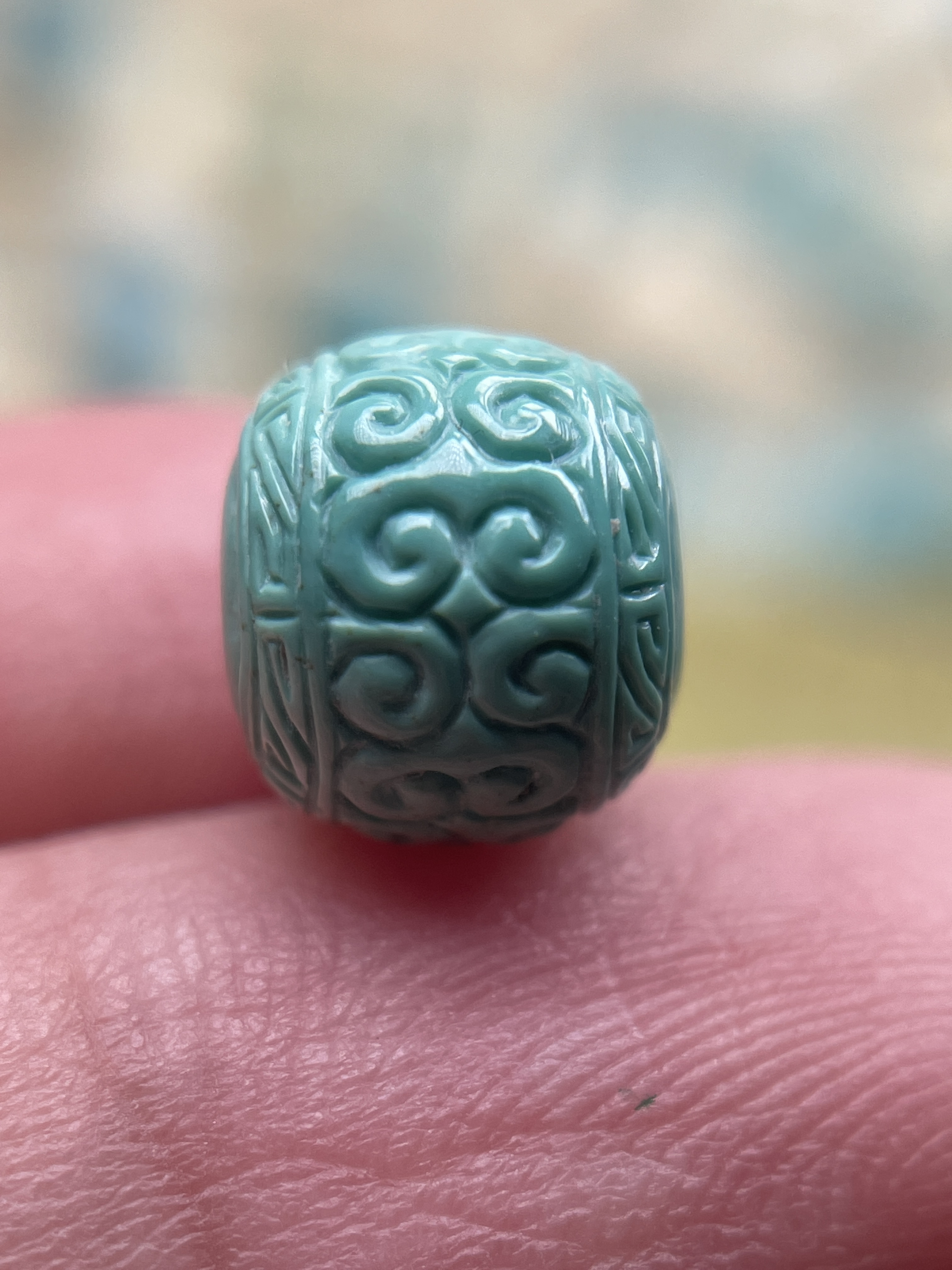 天然原矿绿松石雕刻玉化回纹湖北十堰