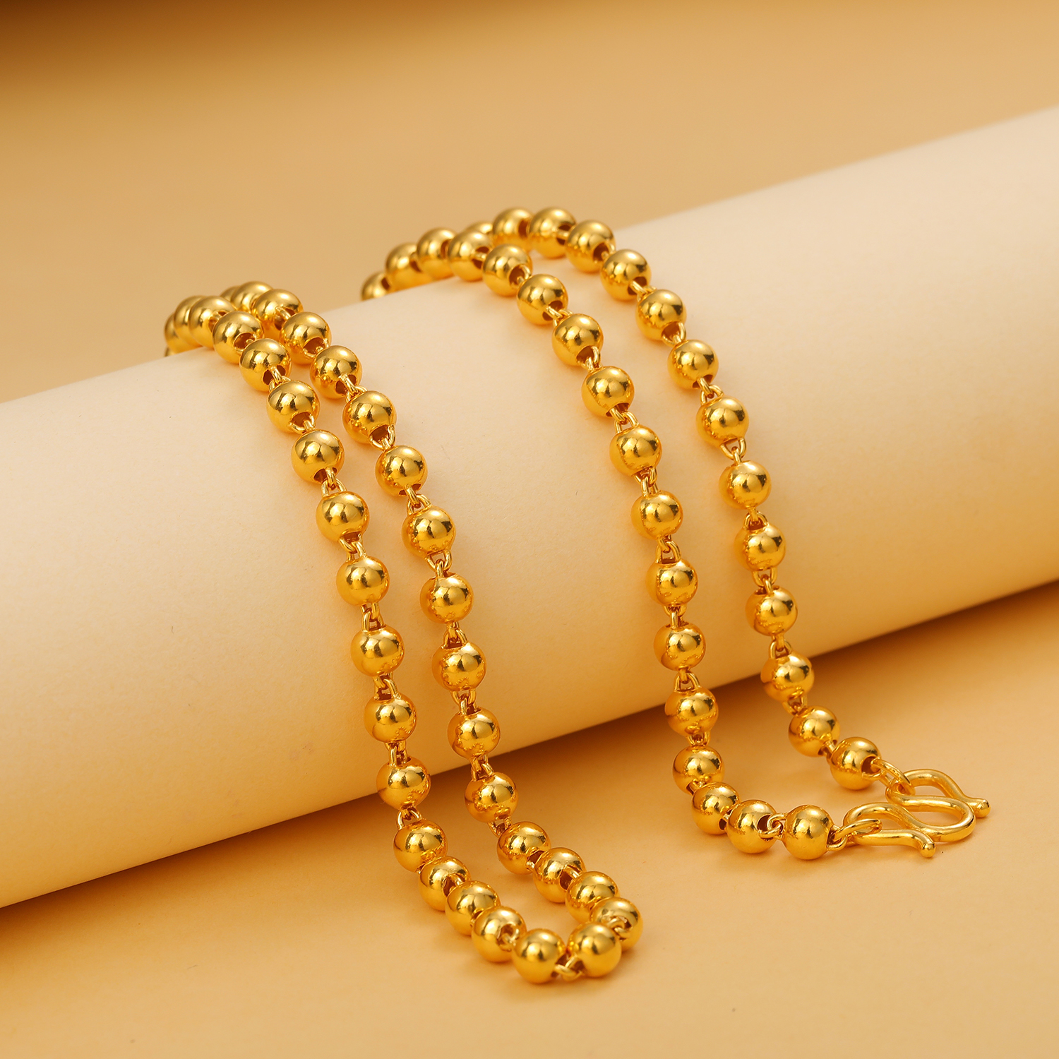 链子足银 【鑫品】-足银金色经典时尚卡6圆珠项链