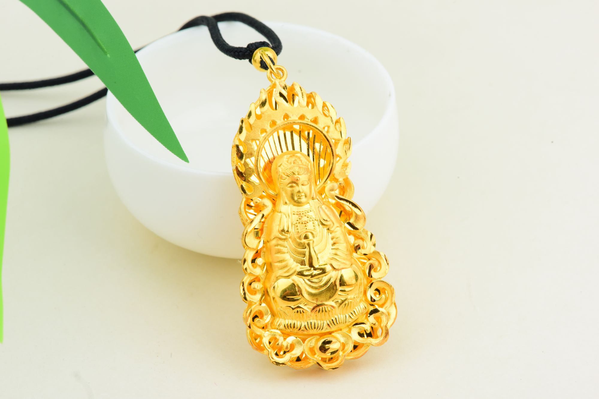 吊坠足银 【鑫品】-足银金色经典永保平安观音吊坠