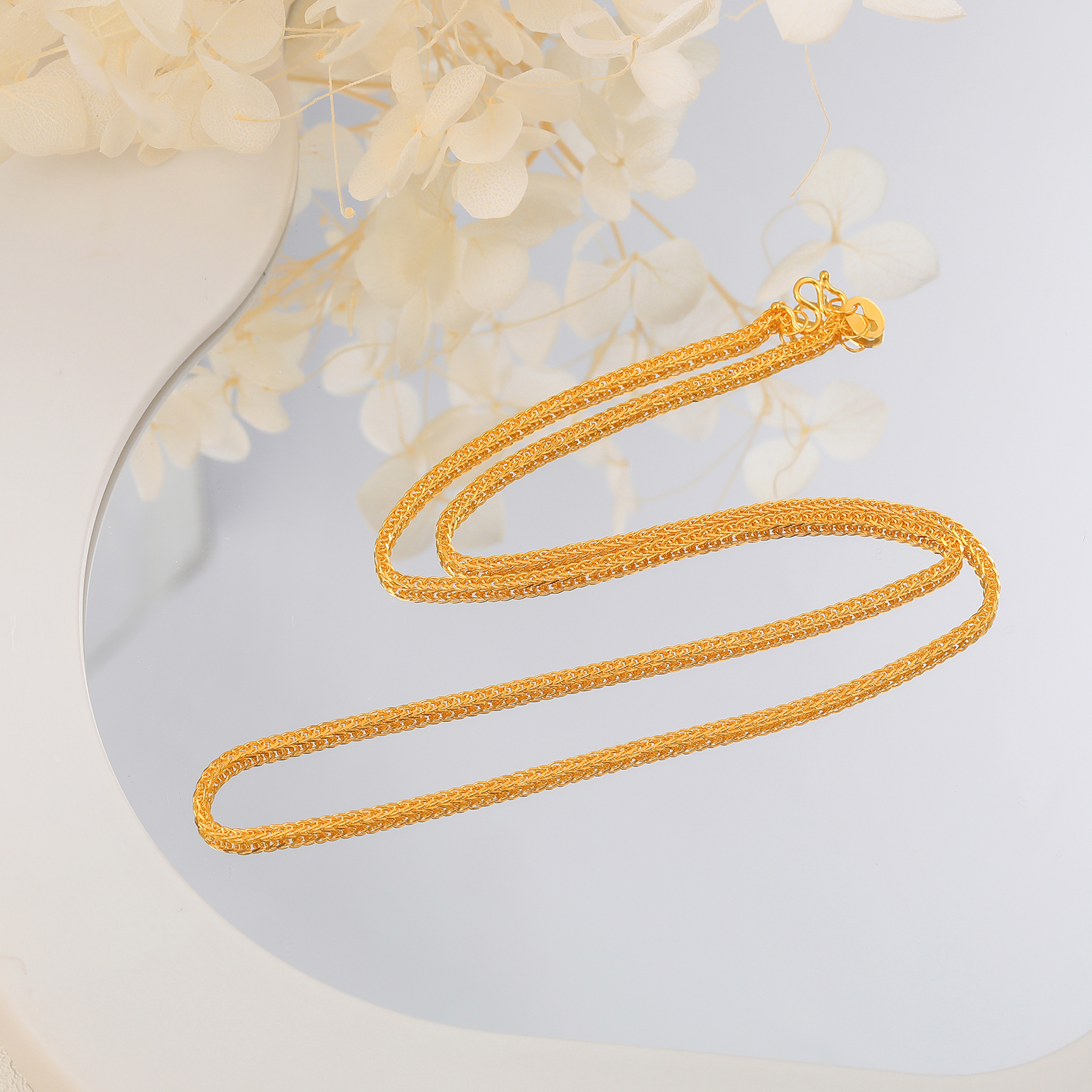 链子足银 【鑫品】-足银金色时尚肖邦项链女款百搭女士金色褪色素链