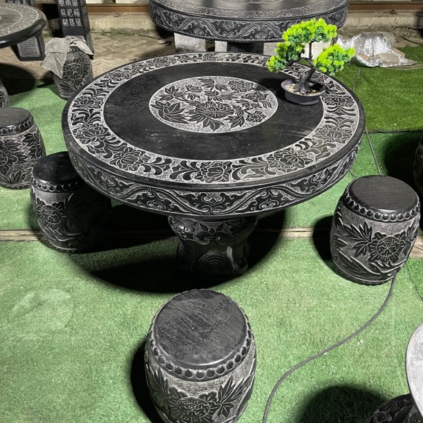 石桌石凳 汉白玉/青石 高档庭院摆件 园林场景【包邮】不含卸车安装