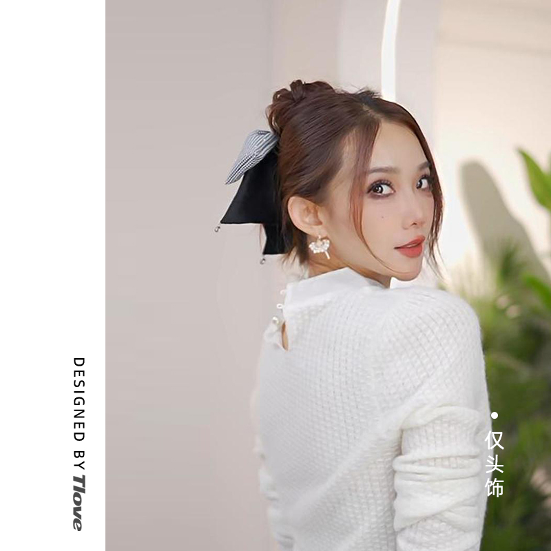 5010手工气质时尚百搭黑色发卡优雅复古网红小香风发夹