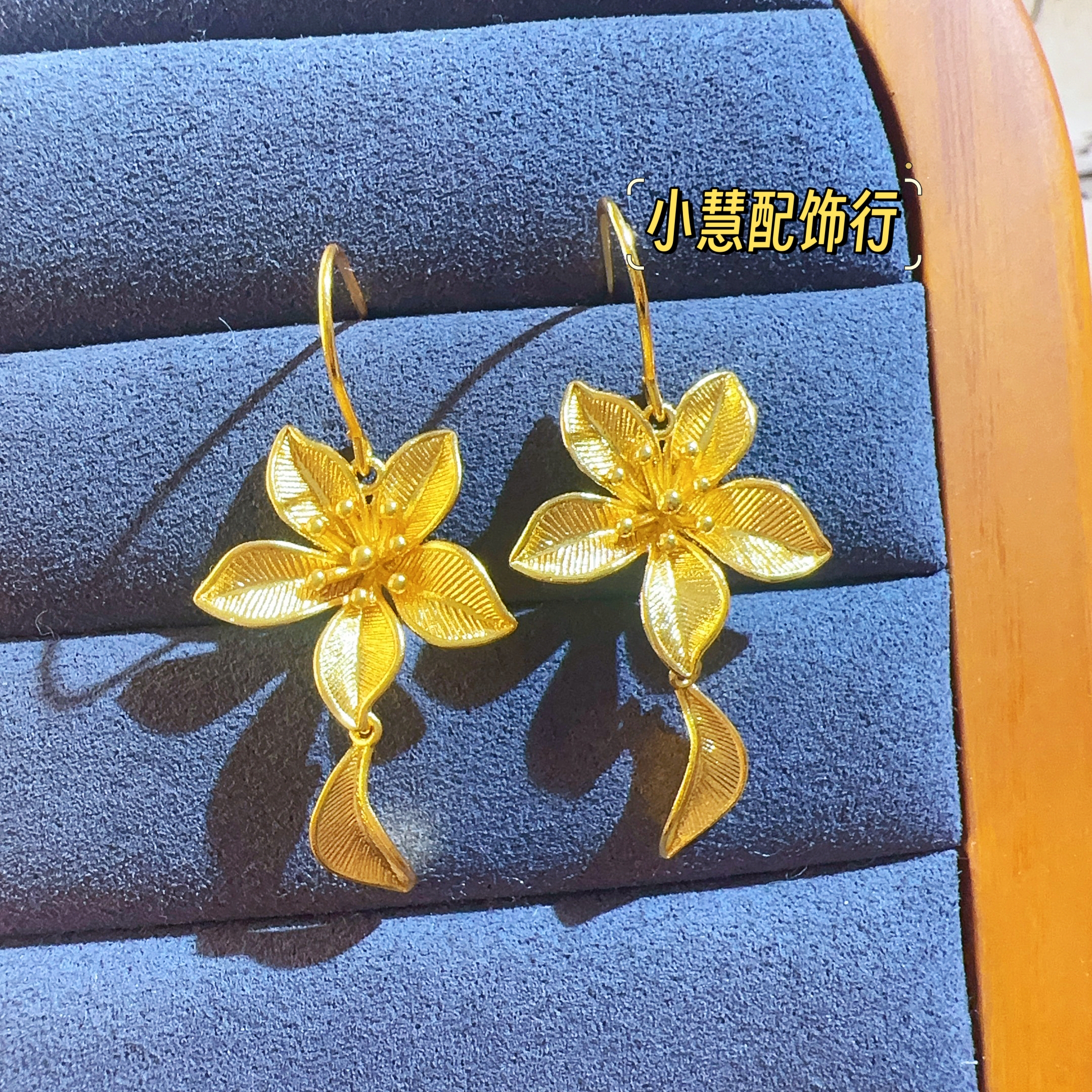 铜合金耳饰 【小慧家】新中式复古百搭时尚山茶花耳挂