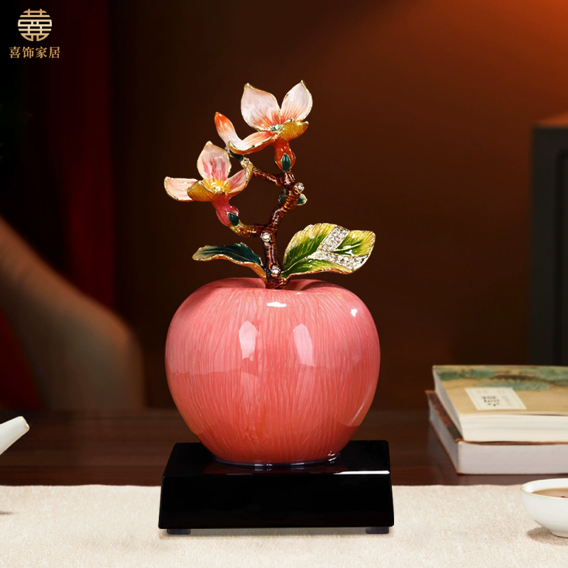 《平安是福》苹果摆件招财客厅玄关酒柜装饰品高端轻奢乔迁新居礼物