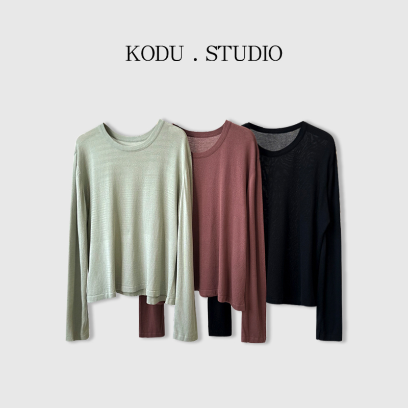 M【11刻度KODU】01-SW2872秋季新品舒适软糯圆领纯色宽松长袖针织衫