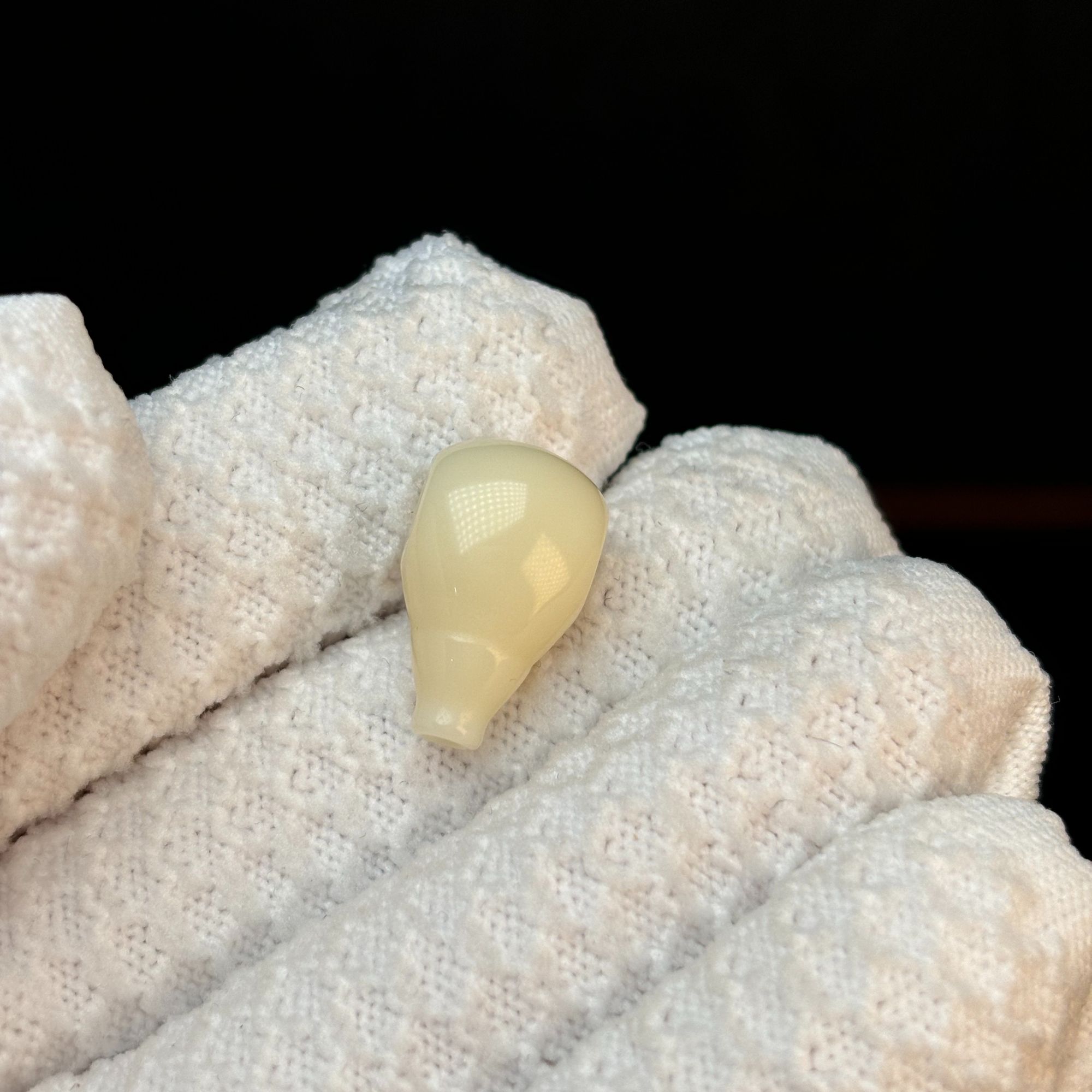 奶白色精修雪巴琉璃西施壶三通硬度高搭配菩提金刚星月文玩配饰