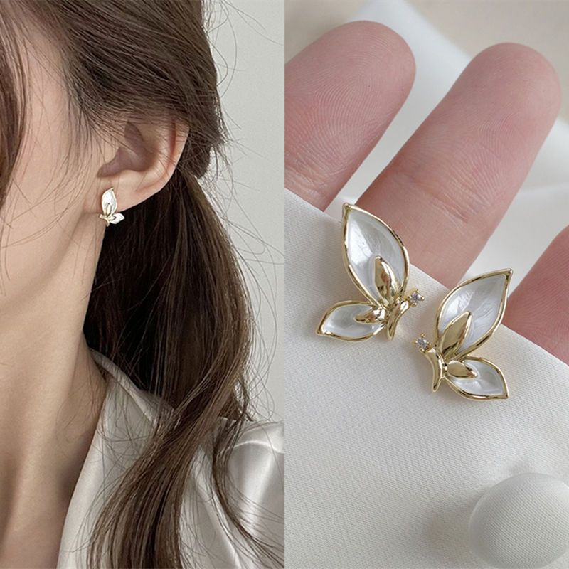 合金耳饰 韩国温柔蝴蝶耳钉女气质高级感耳环冷淡风小众百搭饰品