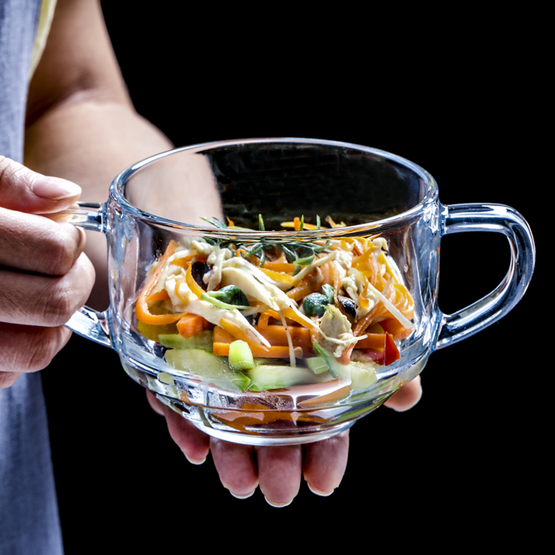 【2支】土耳其进口帕莎大师钢化玻璃双耳汤碗480ml