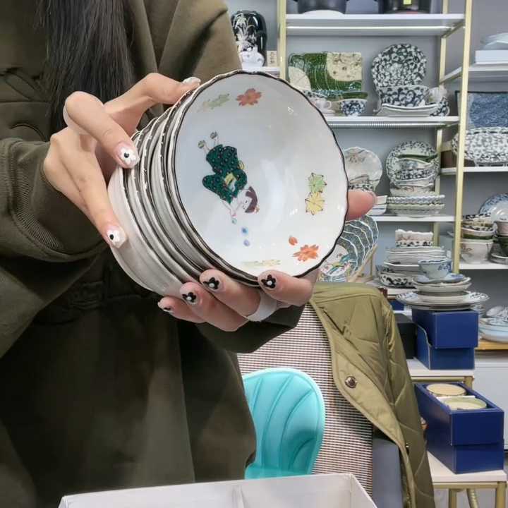 【5件套】日本进口九谷烧小钵揃 わらベ12cm