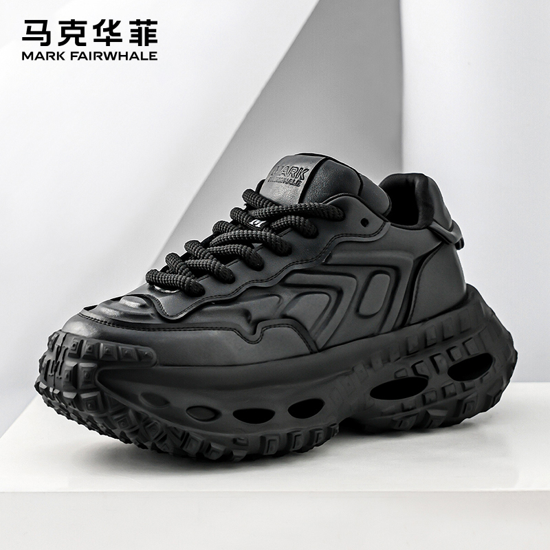 马克华菲男鞋厚底增高鞋子男款冬季时尚百搭休闲潮牌男士运动鞋子