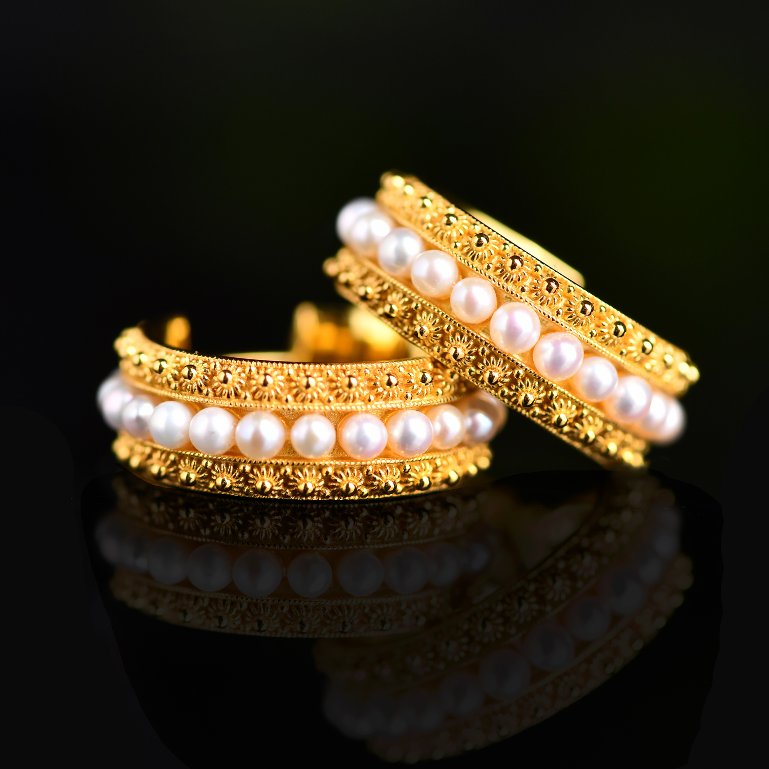 戊申堂【婉容】银鎏金珍珠耳饰复古手工花丝镶嵌时尚百搭 国风珠宝