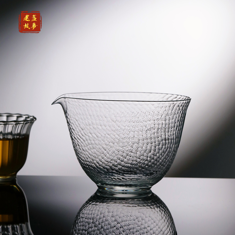 魏小玻 水滴玻璃公道杯钻石切割锤纹耐热分茶器单个透明公杯茶海