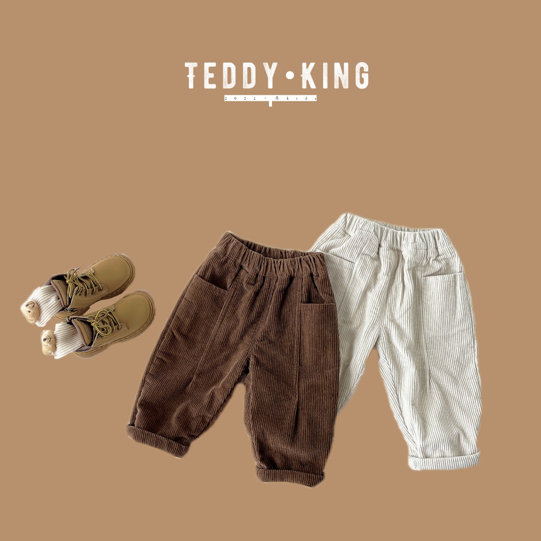 【Teddy King】2023冬季新款 中小童韩版 条绒加绒直筒裤TXB22095