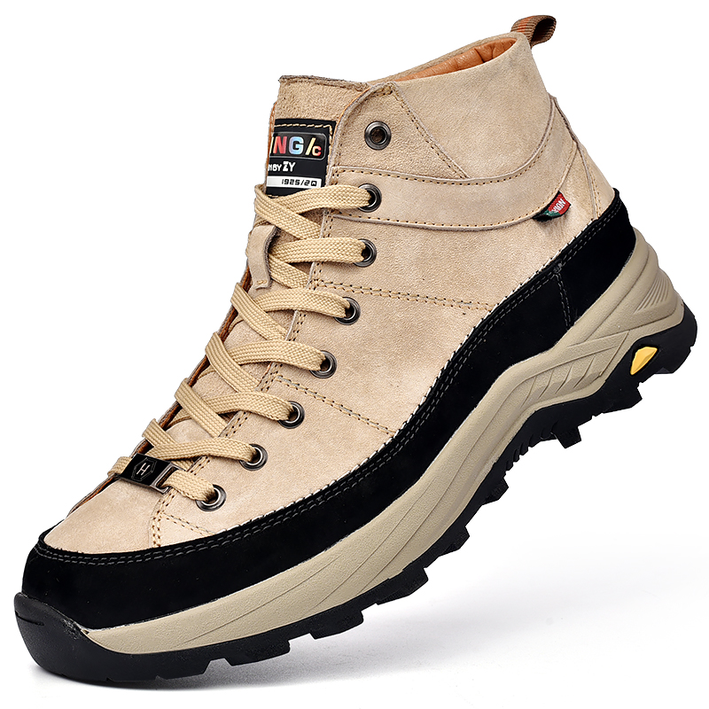 BULL公牛秋冬男士真皮厚底马丁靴男加绒保暖棉鞋防水防滑工装短靴