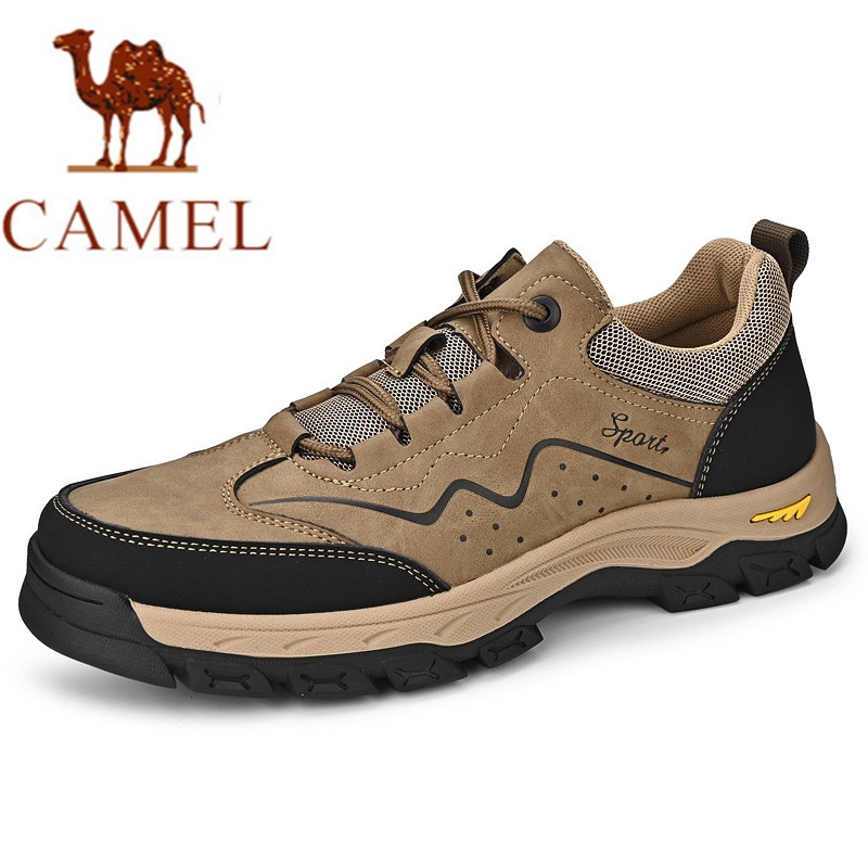华港 骆驼秋冬款户外鞋登山鞋男士休闲鞋真皮厚底野外徙步鞋露营