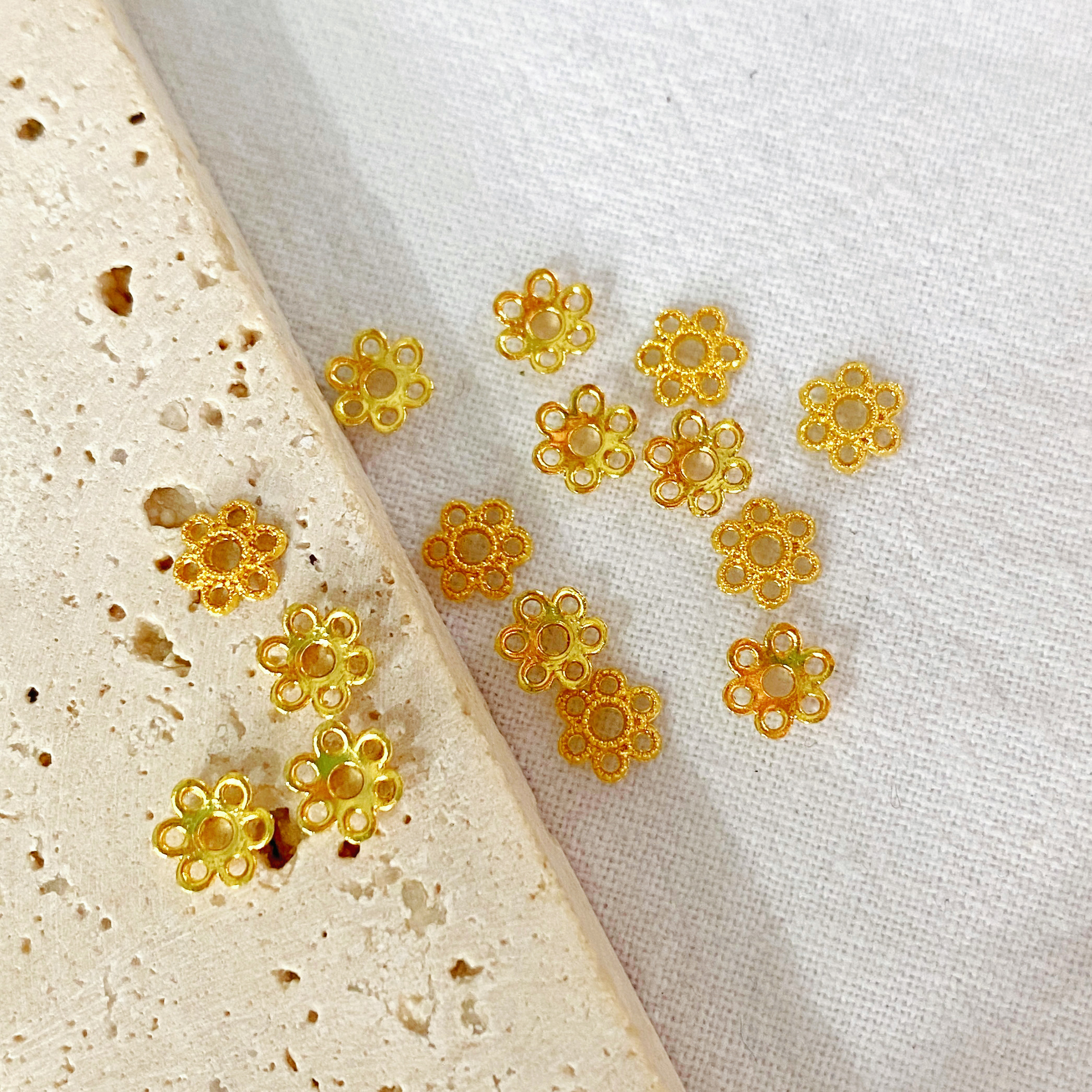 【基础花托】高保色铜镀金银手工DIY串珠手链项链配件花托