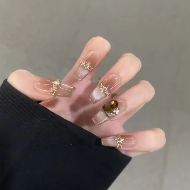 【黑桃皇后】秋冬款猫眼穿戴甲手工假指甲贴高贵纯欲腮红美甲成品