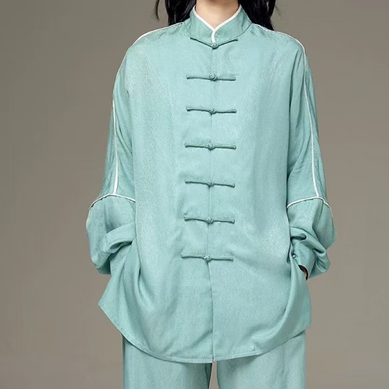 中国风铜氨丝太极服男女同款春秋长袖套装时尚天然植物纤维垂顺