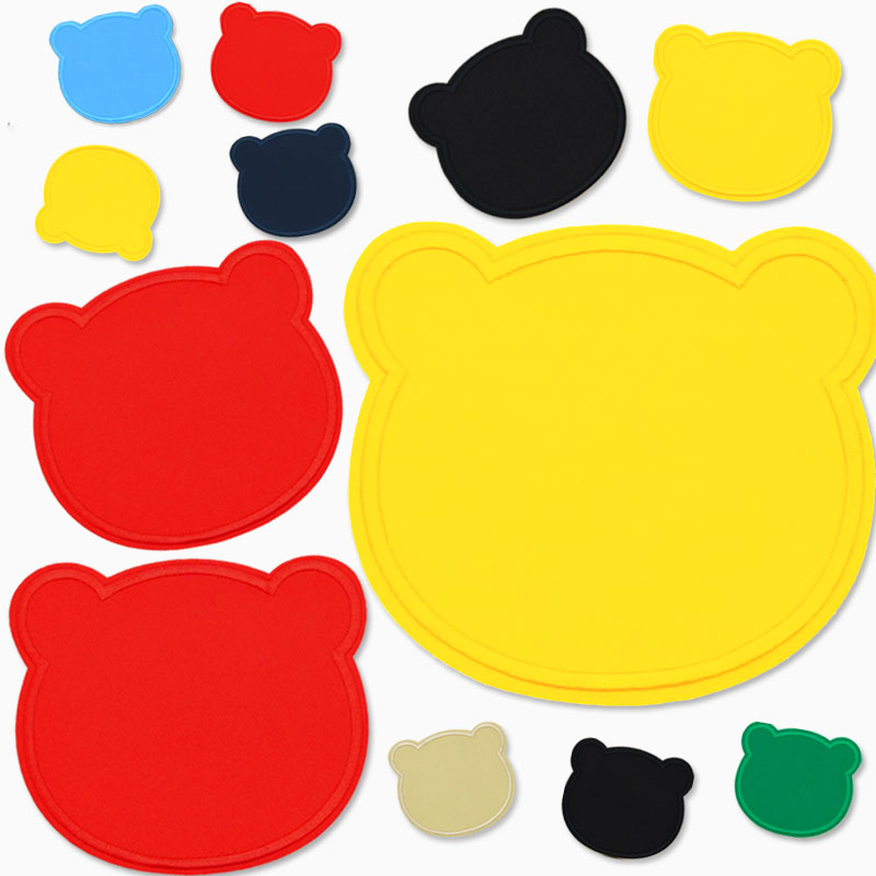  纯色熊头装饰补丁布贴刺绣自粘贴大中小号棉服裤子膝盖破洞修补