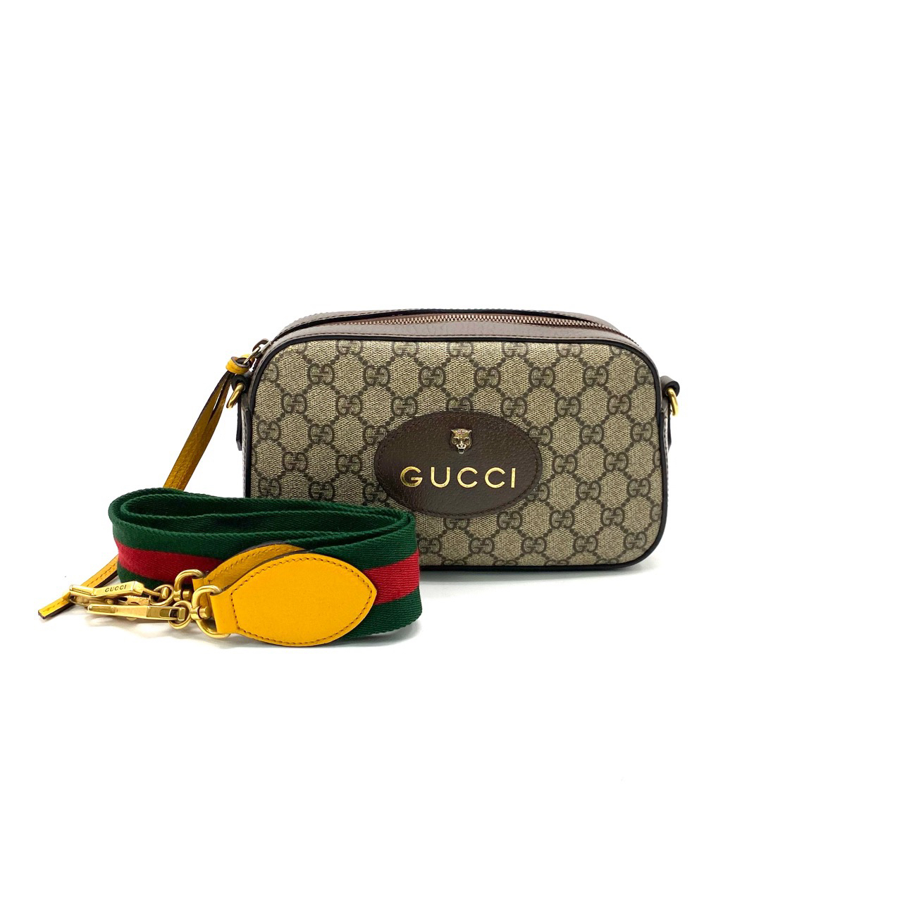 99新 GUCCI/古驰 经典时尚休闲百搭老花虎头相机包 尺寸24/14单肩