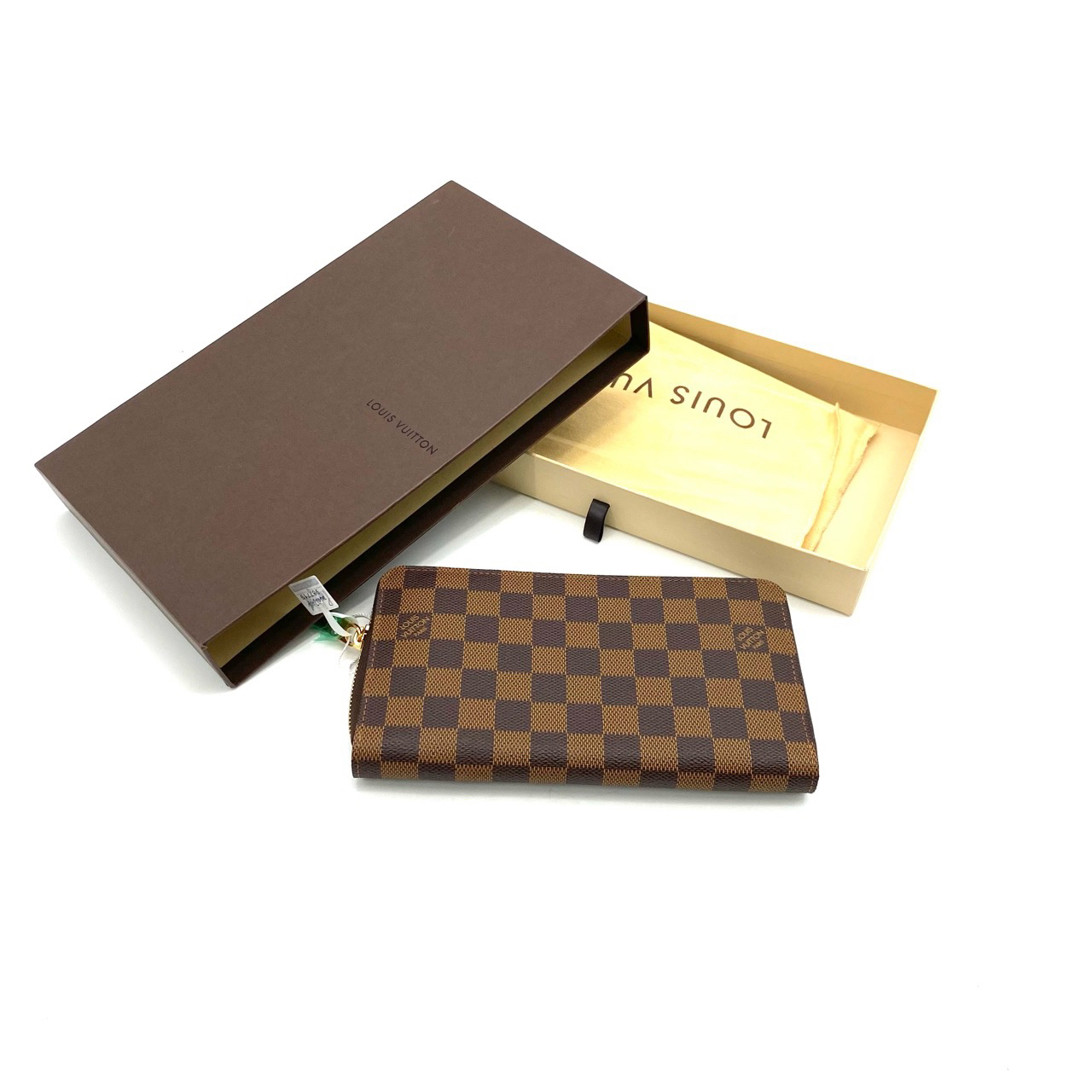 99新 LouisVuitton/路易威登 经典棕棋盘格宽版拉链钱包  尺21/12
