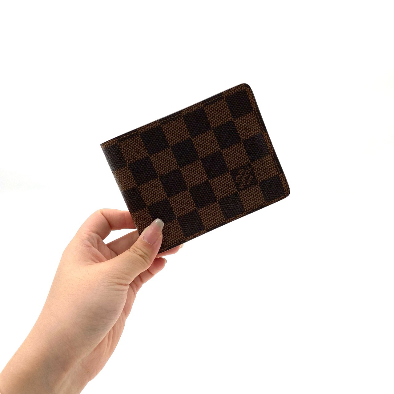 95新 LouisVuitton/路易威登 棕棋盘格短款对折钱包 尺寸12/9棕色