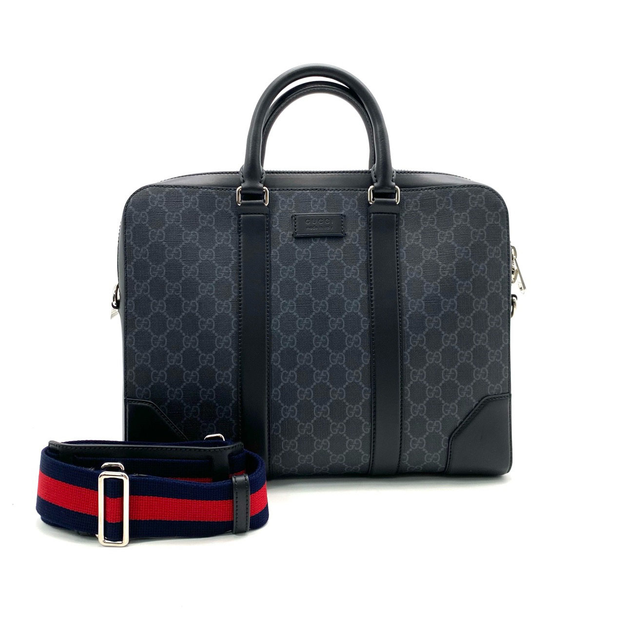 99新 GUCCI/古驰 经典商务时尚黑老花手提公文包  尺寸36/28 男款