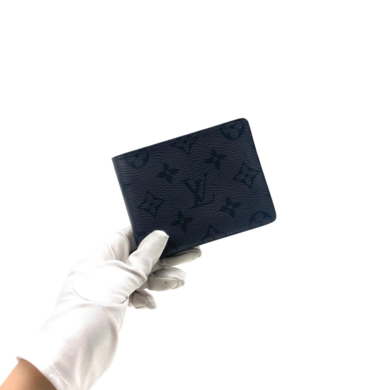 95新 LouisVuitton/路易威登 黑武士老花短款对折钱包 尺寸11/9