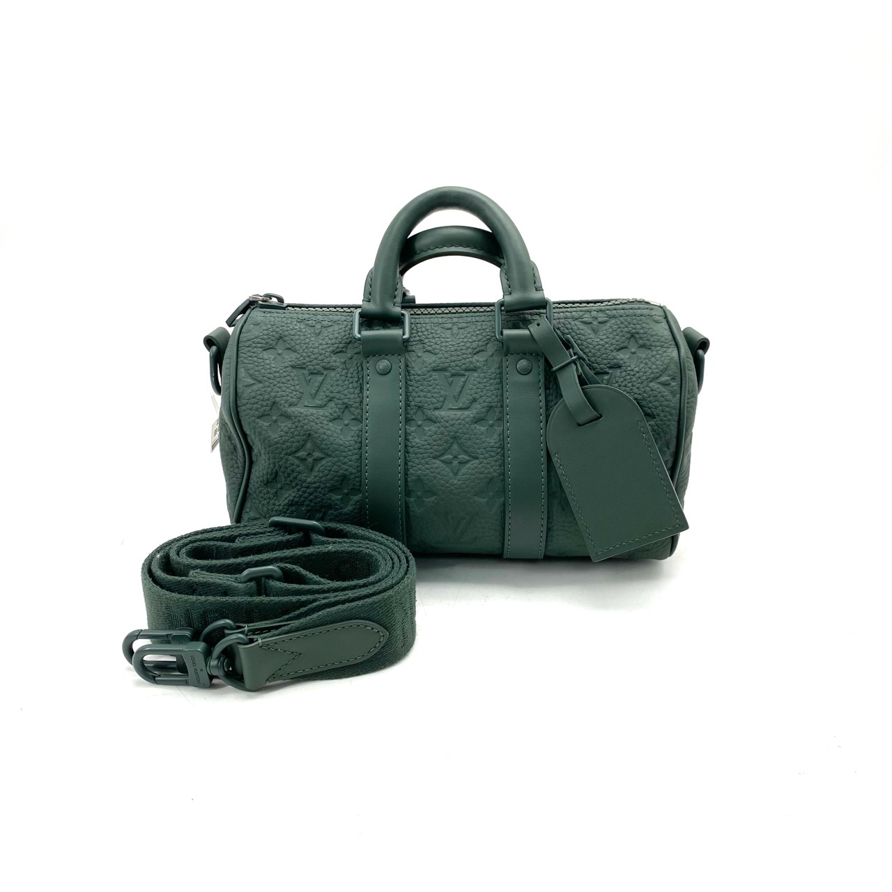 99新 LouisVuitton/路易威登 绿色压花keepall25斜挎包 尺寸25/15