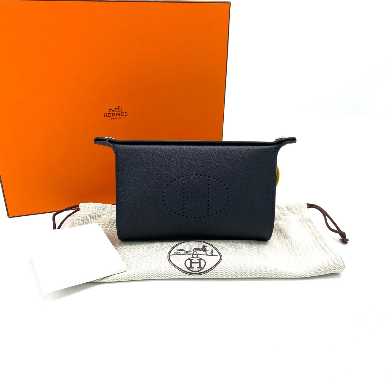 99新 Hermes/爱马仕  闲置品经典黑蓝色Videpoches斜挎包 尺21/15