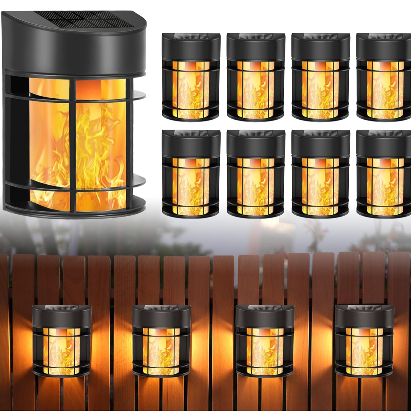 新款太阳能大门灯户外露营花园灯防水庭院阳台无需充电安装篱笆灯