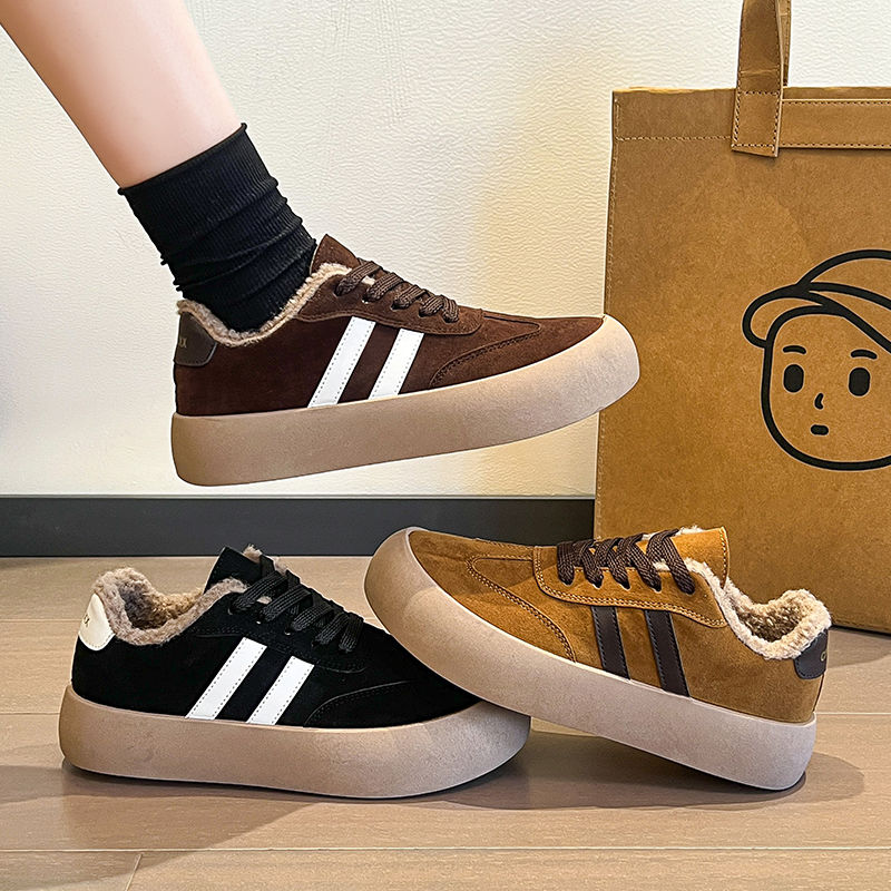 清廷牌35-43码 大码女鞋复古休闲棉鞋女41厚底防滑加绒加厚保暖