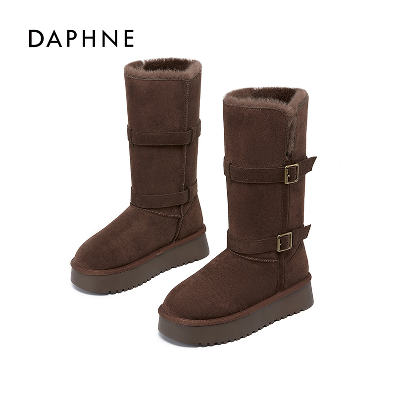 达芙妮新款加厚雪地靴女2025冬季新款百搭靴加绒中筒保暖