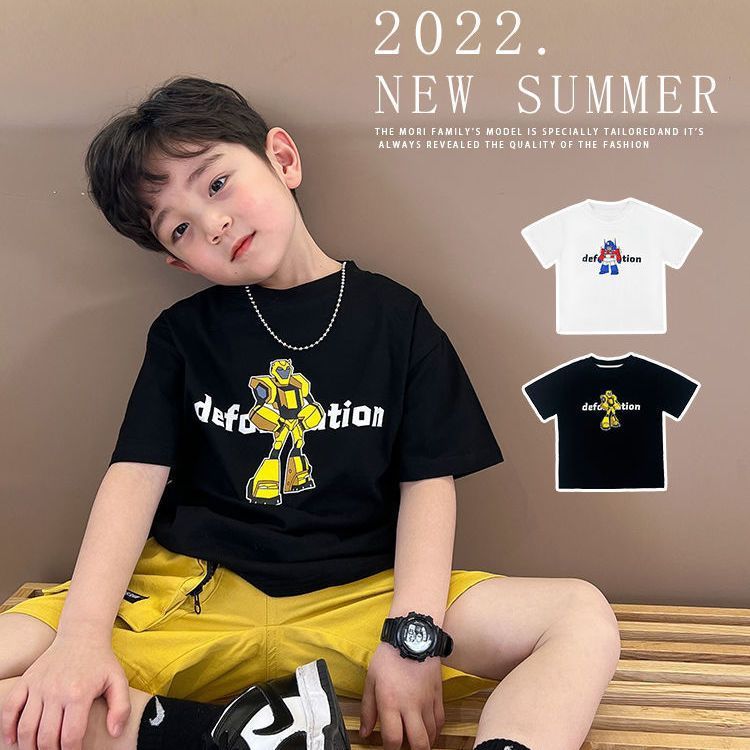 棉儿童男女中小童2024夏季新卡通印花重工速干透气短袖T恤上衣